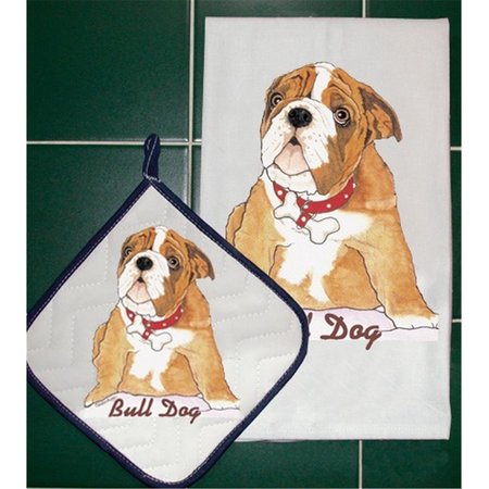 PIPSQUEAK PRODUCTIONS Bulldog Dish Towel And Pot Holder Set PI392899